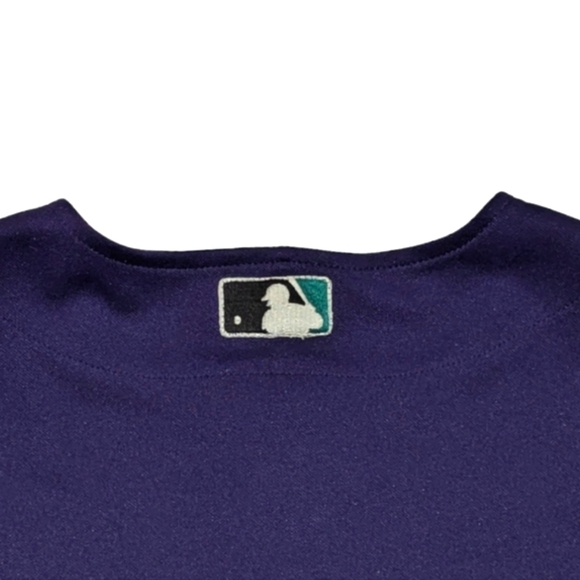 Rawlings Men's 48 B&T Arizona D-Backs 2001 MLB World Series Purple Teal Jersey - Picture 7 of 13
